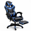 Fotel Gamingowy LEAN Obrotowy Biurowy Z Podnóżkiem Poduszki Czarno-Niebieski LEAN