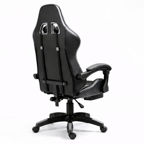 Fotel Gamingowy LEAN Obrotowy Biurowy Z Podnóżkiem Poduszki Czarno-Szary LEAN