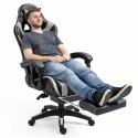 Fotel Gamingowy LEAN Obrotowy Biurowy Z Podnóżkiem Poduszki Czarno-Szary LEAN