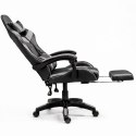 Fotel Gamingowy LEAN Obrotowy Biurowy Z Podnóżkiem Poduszki Czarno-Szary LEAN