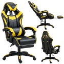 Fotel Gamingowy LEAN Obrotowy Biurowy Z Podnóżkiem Poduszki Czarno-Żółty LEAN