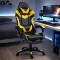 Fotel Gamingowy LEAN Obrotowy Biurowy Z Podnóżkiem Poduszki Czarno-Żółty LEAN