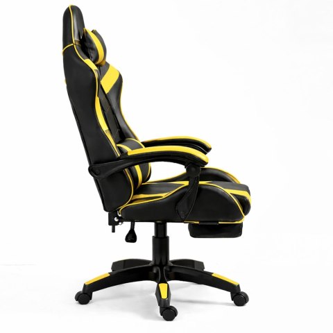 Fotel Gamingowy LEAN Obrotowy Biurowy Z Podnóżkiem Poduszki Czarno-Żółty LEAN