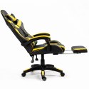 Fotel Gamingowy LEAN Obrotowy Biurowy Z Podnóżkiem Poduszki Czarno-Żółty LEAN