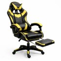 Fotel Gamingowy LEAN Obrotowy Biurowy Z Podnóżkiem Poduszki Czarno-Żółty LEAN