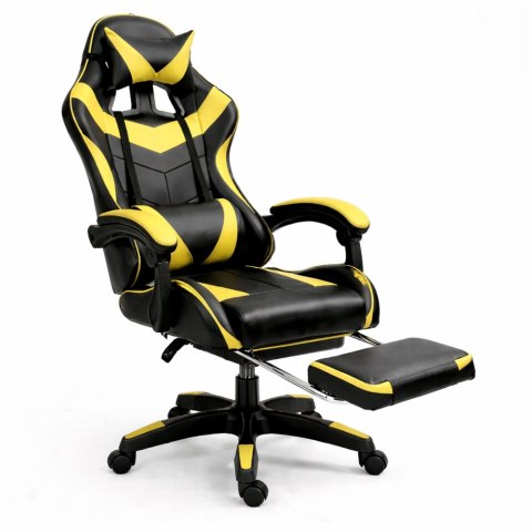 Fotel Gamingowy LEAN Obrotowy Biurowy Z Podnóżkiem Poduszki Czarno-Żółty LEAN