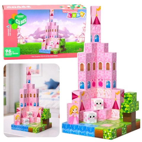 Klocki Magnetyczne Konstrukcyjne Piksele Sześciany Zamek Księżniczki 96 el. LEAN Toys