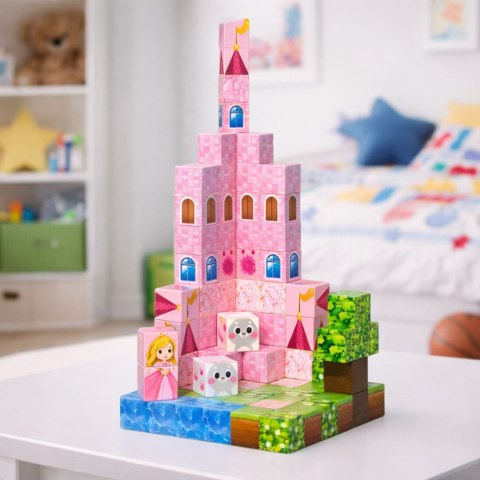 Klocki Magnetyczne Konstrukcyjne Piksele Sześciany Zamek Księżniczki 96 el. LEAN Toys