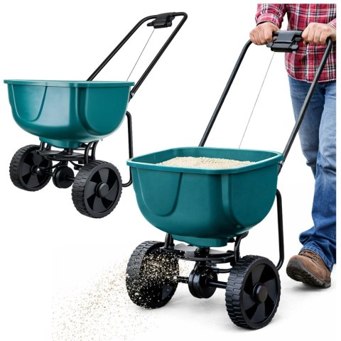 Siewnik Rotacyjny Na Kołach Do Nawozów Nasion Trawy Soli Piasku 27L LEAN