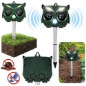 Solarny Odstraszacz Zwierząt Sowa Czujnik Ruchu Ultradźwięki Diody LED LEAN