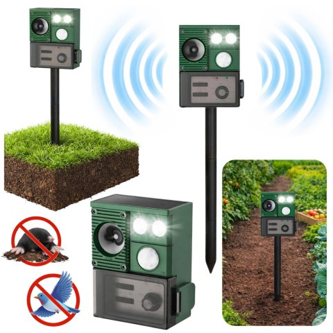Solarny Odstraszacz Zwierząt Z Czujnikiem Ruchu Ultradźwięki Diody LED LEAN