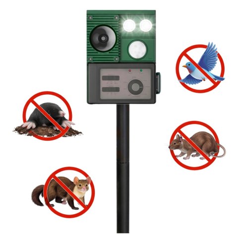 Solarny Odstraszacz Zwierząt Z Czujnikiem Ruchu Ultradźwięki Diody LED LEAN