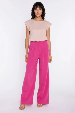 Spodnie z zakładkami wide leg SD138 Pink - Nife Nife