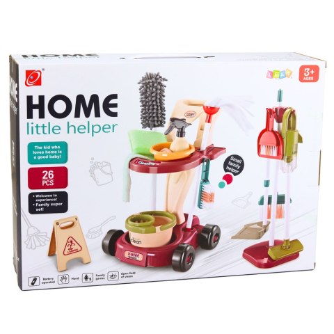 Zestaw Do Sprzątania Dla Dzieci Wózek Mop Wiadro Odkurzacz 26 el. LEAN Toys