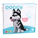 Zestaw Klocki Konstrukcyjne Pies Husky Biało-Czarny Figurka 3D 1900 el. LEAN Toys