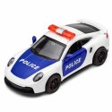 Autko Sportowe Policyjne Samochód Z Napędem Metalowy Pull-Back Biały 1:43 LEAN TOYS