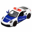 Autko Sportowe Policyjne Samochód Z Napędem Metalowy Pull-Back Biały 1:43 LEAN TOYS