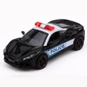 Autko Sportowe Policyjne Samochód Z Napędem Metalowy Pull-Back Czarny 1:43 LEAN TOYS