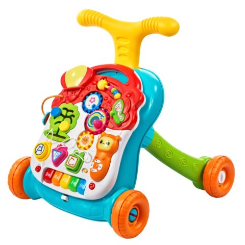 Chodzik Pchacz Edukacyjny Stolik Panel Interaktywny 5w1 Wielokolorowy LEAN Toys