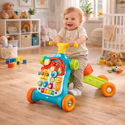 Chodzik Pchacz Hulajnoga Stolik Edukacyjny Panel Interaktywny 5w1 Kolorowy LEAN Toys