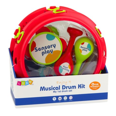Instrumenty Muzyczne Dla Dzieci Bębenek Grzechotki Tamburyn Kastaniety LEAN Toys