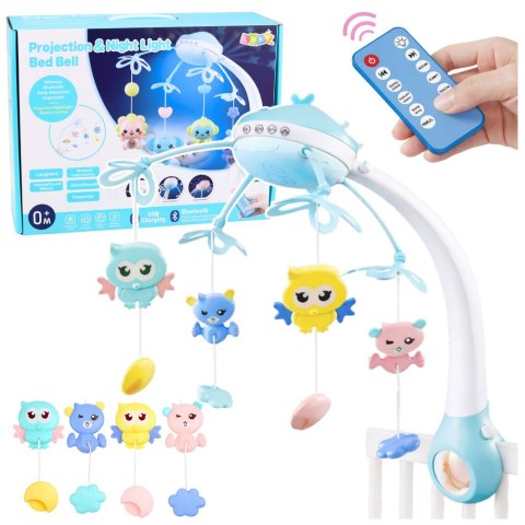 Karuzela Do Łóżeczka Projektor 2w1 Melodie Odgłosy Zwierząt Pilot Różowa LEAN Toys