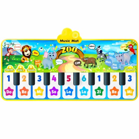 Mata Taneczna Interaktywna Pianinko Zwierzęta ZOO 10 Melodii 126 cm LEAN Toys