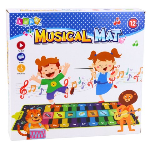 Mata Taneczna Interaktywna Pianinko Zwierzęta ZOO 10 Melodii 126 cm LEAN Toys