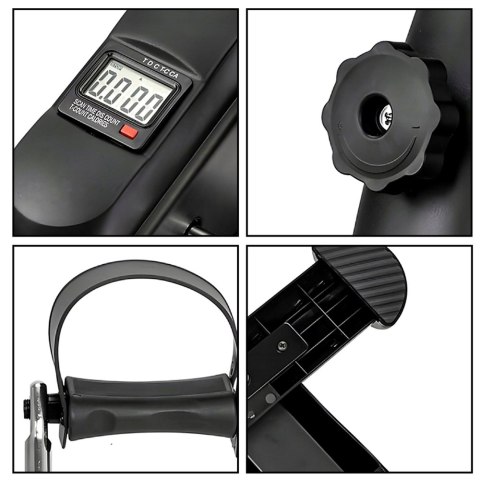 Mini Rowerek Treningowy Rotor Rehabilitacyjny 2w1 Wyświetlacz LCD Czarny LEAN