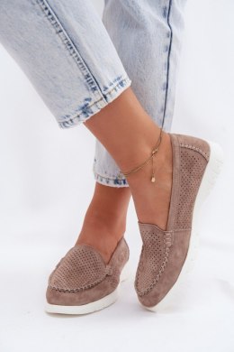 Mokasyny Damskie Z Naturalnego Zamszu Vinceza 95360 Beżowe - Step in style Step in style