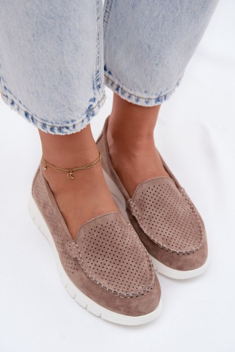 Mokasyny Damskie Z Naturalnego Zamszu Vinceza 95360 Beżowe - Step in style Step in style