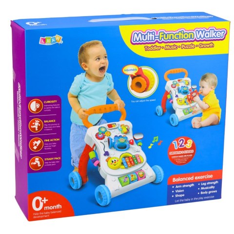 Pchacz Chodzik Edukacyjny Interaktywny Muzyczny Panel 3W1 Dźwięki LEAN Toys