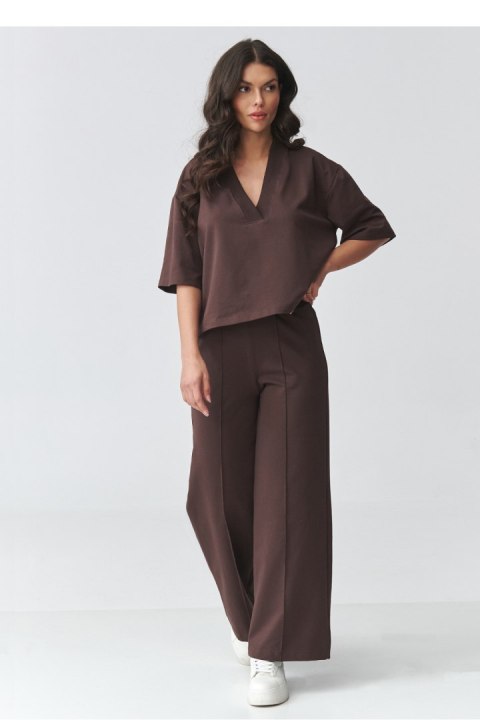 Spodnie Komplet Model M921 Ciemna Czekolada - Makadamia Makadamia