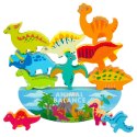 Wieża Z Dinozaurów Gra Równowagi Zręczność Drewniane Klocki Układanka 12el. LEAN Toys