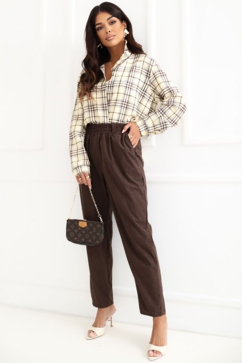 Spodnie Damskie Model RV-SP-A1311.60 Dark Brown - Rue Paris Rue Paris