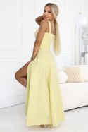 Sukienka Model Aurelia 633-3 Yellow Brokat - Numoco Numoco