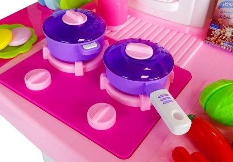 Kuchnia Woda Garnki Artykuły Spożywcze Na Baterie Dźwięk Różowa LEAN Toys