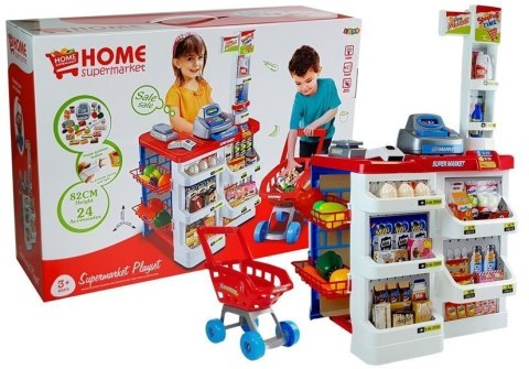 Zabawkowy Market z Wózkiem Kasa Fiskalna Skaner Artykuły Spożywcze Zakupy LEAN Toys Zabawkowy Market z Wózkiem Kasa Fiskalna Skaner Artykuły Spożywcze Zakupy LEAN Toys