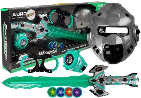 Zestaw Zabawek Kosmicznych Miecz Świetlny Maska Kajdanki LEAN Toys Zestaw Zabawek Kosmicznych Miecz Świetlny Maska Kajdanki LEAN Toys