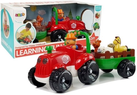 Traktor z Przyczepką, Zwierzętami Dla Niemowląt na Baterie Światła Dźwięk LEAN Toys Traktor z Przyczepką, Zwierzętami Dla Niemowląt na Baterie Światła Dźwięk LEAN Toys