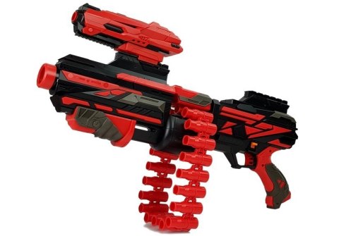 Duży Pistolet Karabin Na Piankowe Naboje 40 Sztuk Czerwono- Czarny Celownik LEAN Toys Duży Pistolet Karabin Na Piankowe Naboje 40 Sztuk Czerwono- Czarny Celownik LEAN Toys