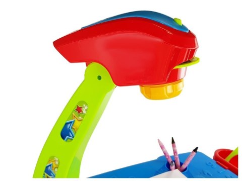 Stolik Edukacyjny Szufladki z Projektorem 36 Obrazków Kredki Szablony Niebiesko Czerwony LEAN Toys Stolik Edukacyjny Szufladki z Projektorem 36 Obrazków Kredki Szablony Niebiesko Czerwony LEAN Toys