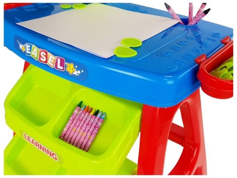 Stolik Edukacyjny Szufladki z Projektorem 36 Obrazków Kredki Szablony Niebiesko Czerwony LEAN Toys Stolik Edukacyjny Szufladki z Projektorem 36 Obrazków Kredki Szablony Niebiesko Czerwony LEAN Toys