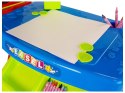 Stolik Edukacyjny Szufladki z Projektorem 36 Obrazków Kredki Szablony Niebiesko Czerwony LEAN Toys