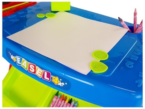 Stolik Edukacyjny Szufladki z Projektorem 36 Obrazków Kredki Szablony Niebiesko Czerwony LEAN Toys Stolik Edukacyjny Szufladki z Projektorem 36 Obrazków Kredki Szablony Niebiesko Czerwony LEAN Toys