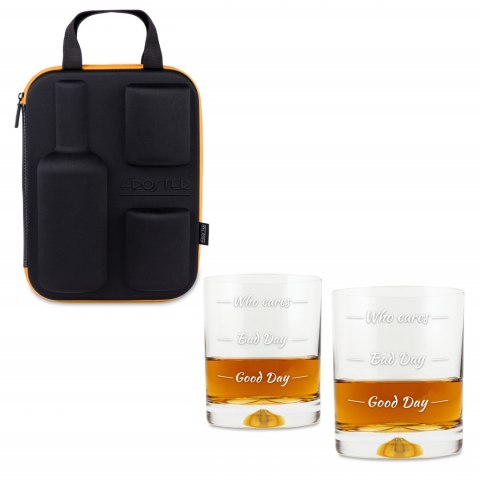 ETUI NA WHISKY + 2 SZKLANKI Z NADRUKIEM CHŁOPAKA
