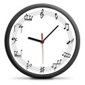 ZEGAR MUZYKA ŚCIENNY PIĘCIOLINIA NUTY PŁYNĄCY