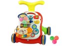 Interaktywny Pchacz Chodzik Stolik 2w1 Czerwony LEAN Toys