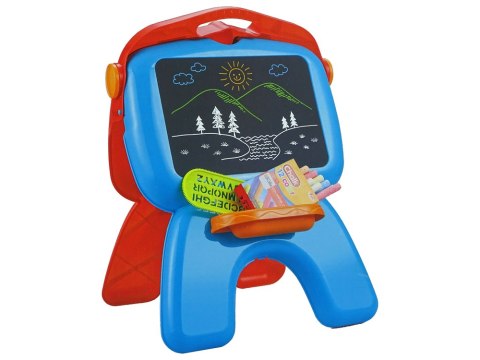 Tablica Dwustronna Kredowa Pisaki Stojąca Projektor Obrazki Czerwona LEAN Toys Tablica Dwustronna Kredowa Pisaki Stojąca Projektor Obrazki Czerwona LEAN Toys