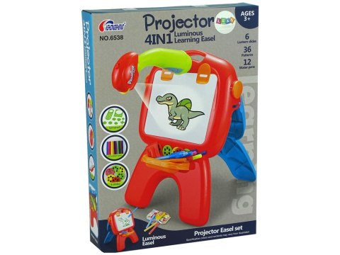 Tablica Dwustronna Kredowa Pisaki Stojąca Projektor Obrazki Czerwona LEAN Toys Tablica Dwustronna Kredowa Pisaki Stojąca Projektor Obrazki Czerwona LEAN Toys